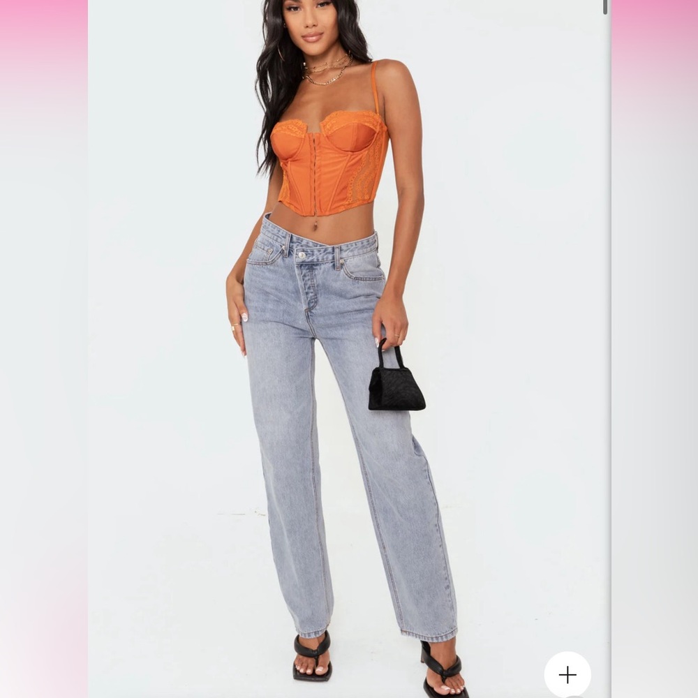 Ediked boyfriend cross over jeans light blue size small